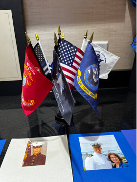 Flags and photos of veterans
