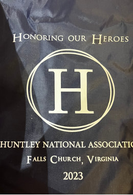 Sign reading “Honoring our heros, Huntley National Association, Church Falls, Virginia 2023”